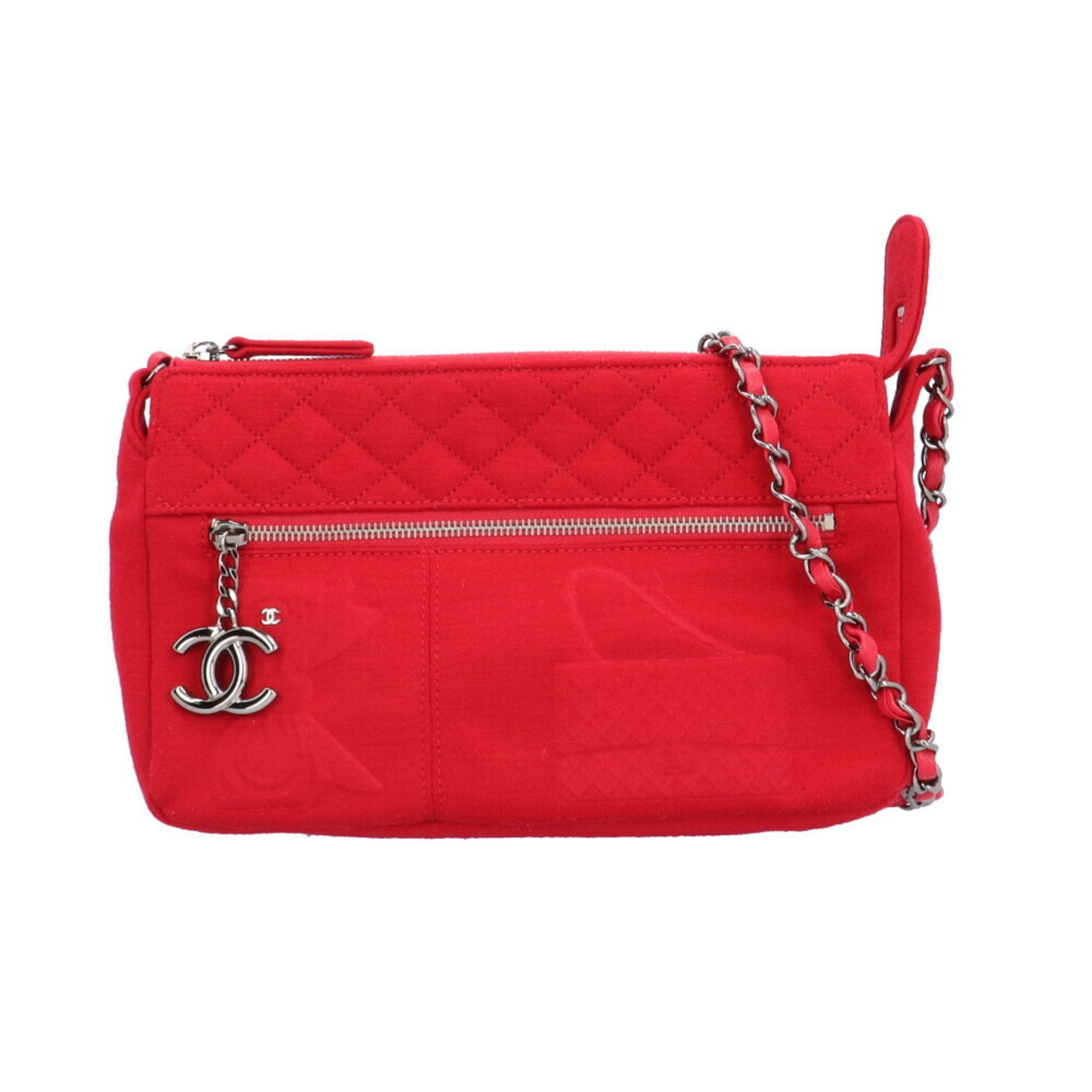 Chanel Red Cotton Shoulder Bag