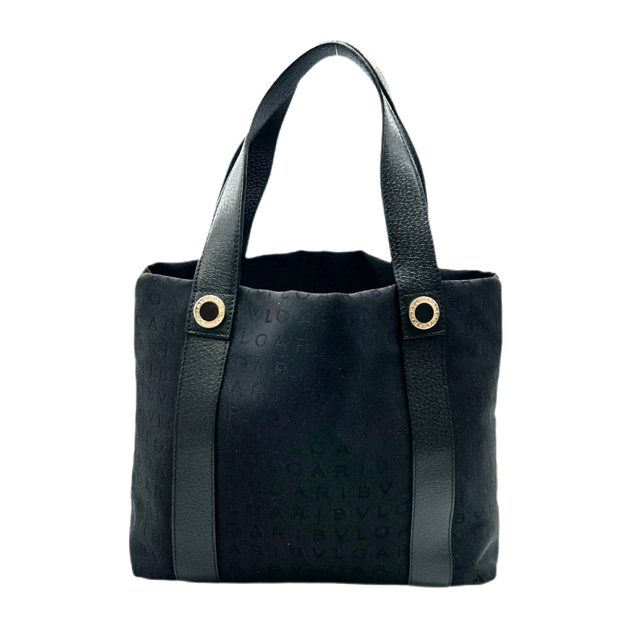 Bulgari Logo Black Canvas Shoulder Bag