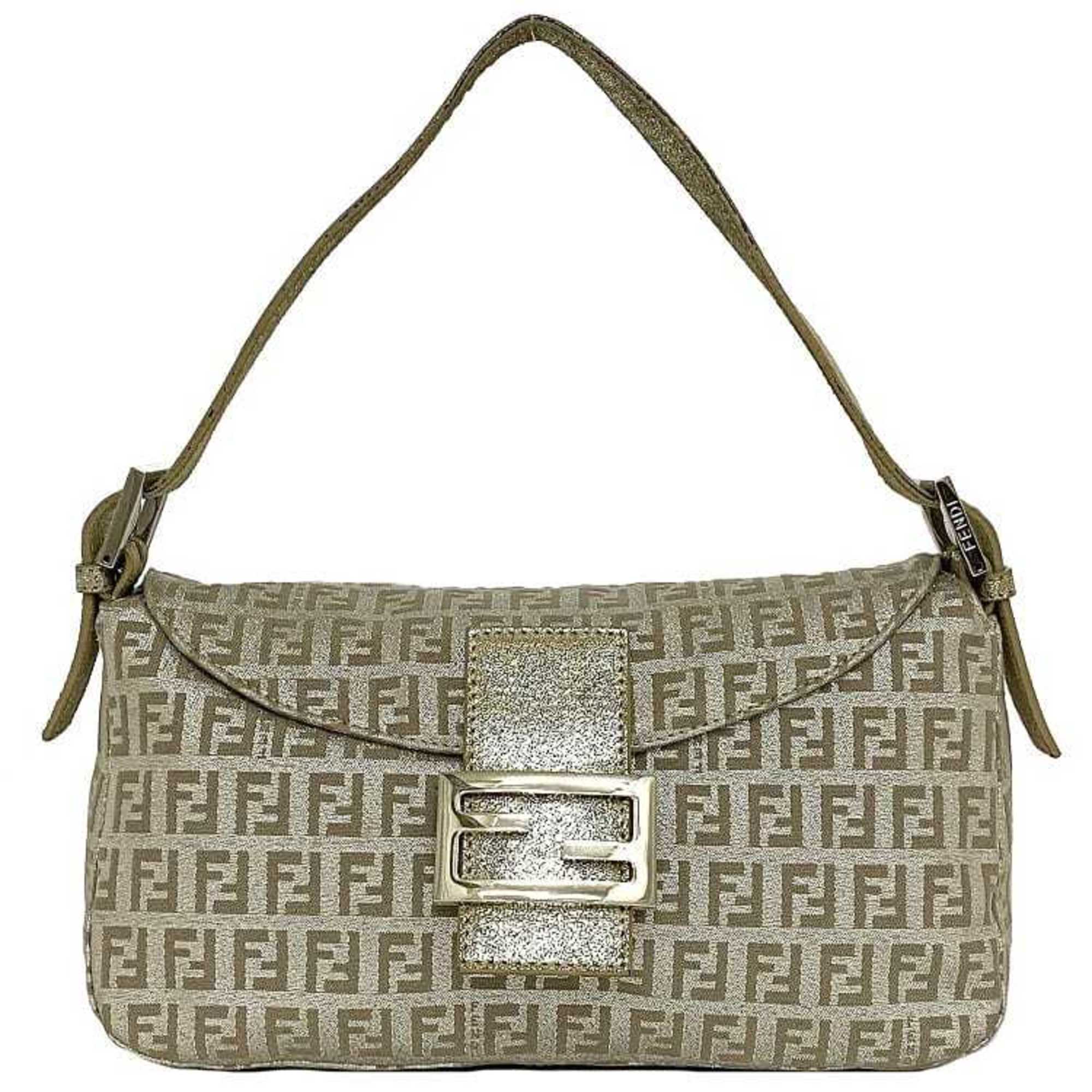 Fendi Zucchino Green Canvas Handbag 