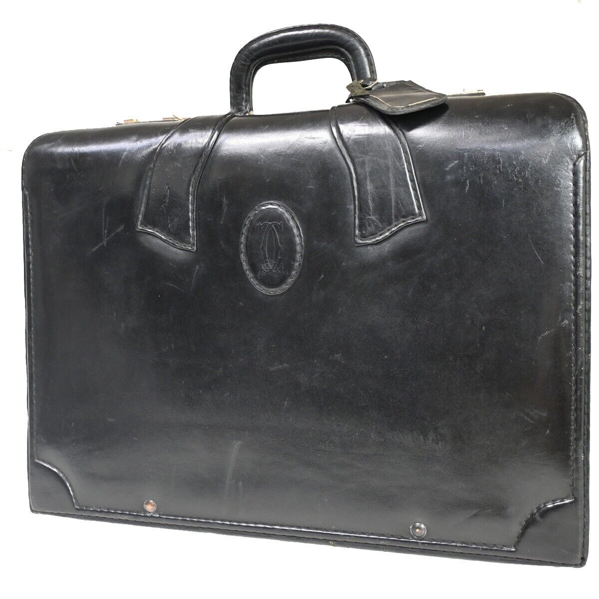 Cartier Black Leather Briefcase Bag