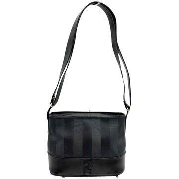 Fendi Pequin Black Canvas Shoulder Bag