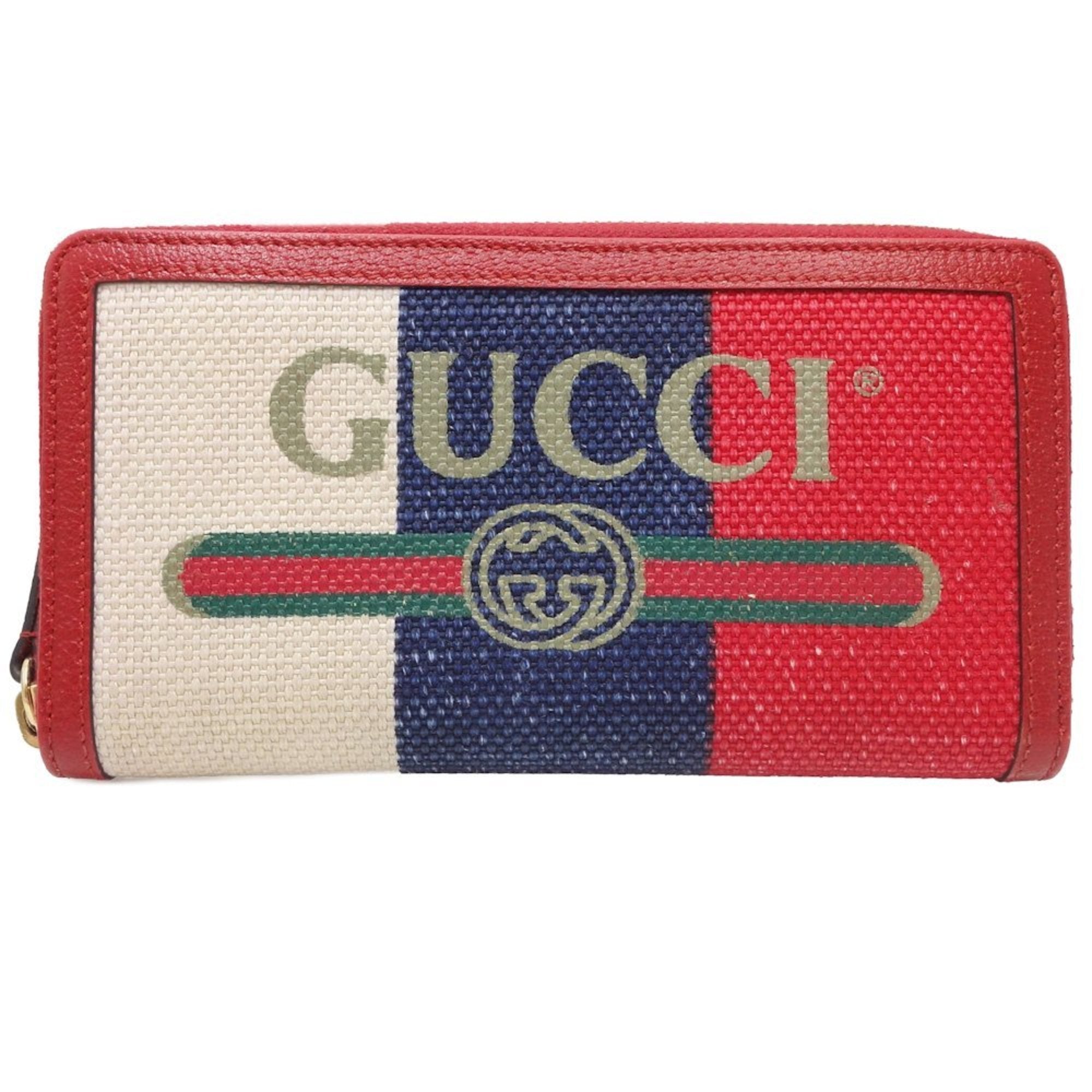 Gucci Zip around Red Canvas Wallet 