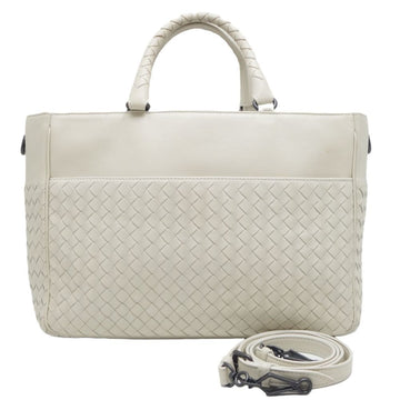 Bottega Veneta Intrecciato White Leather Tote Bag