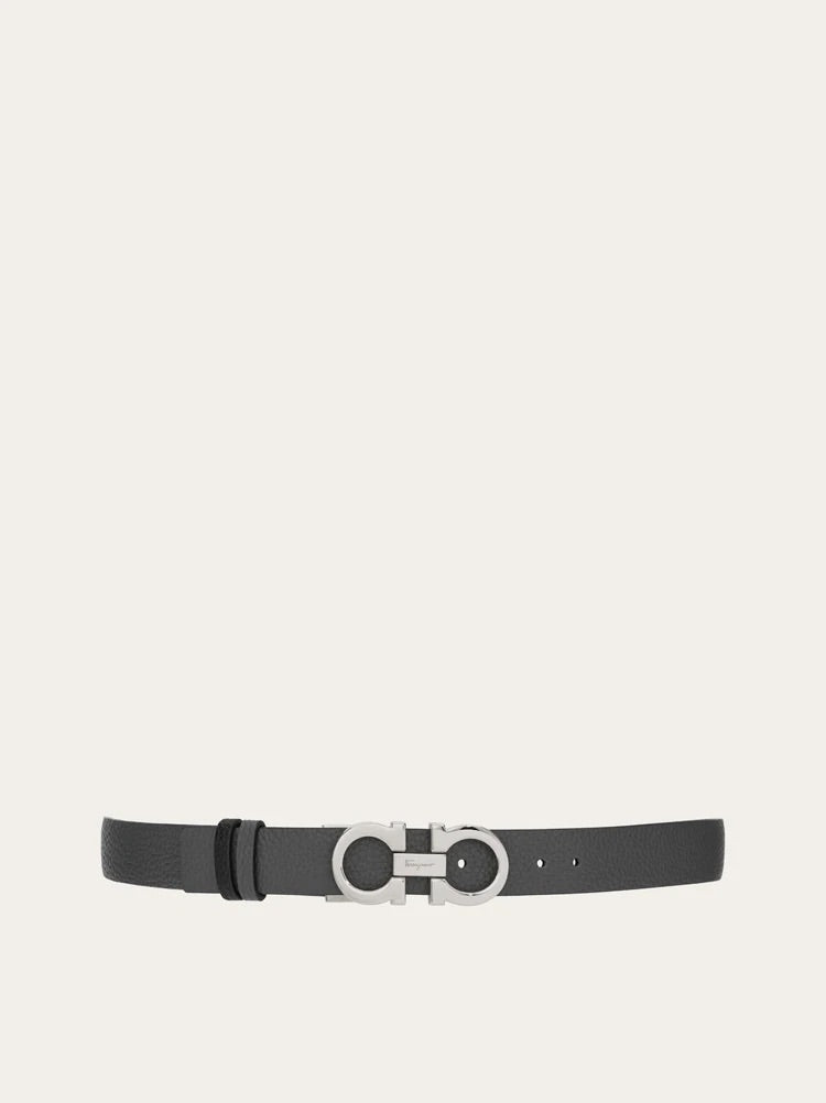 Ferragamo Grey/Black Reversible and adjustable Gancini belt