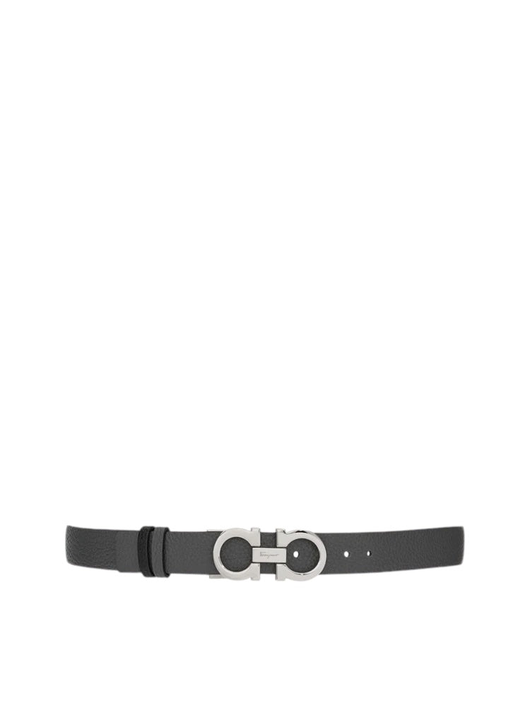 Ferragamo Grey/Black Reversible and adjustable Gancini belt